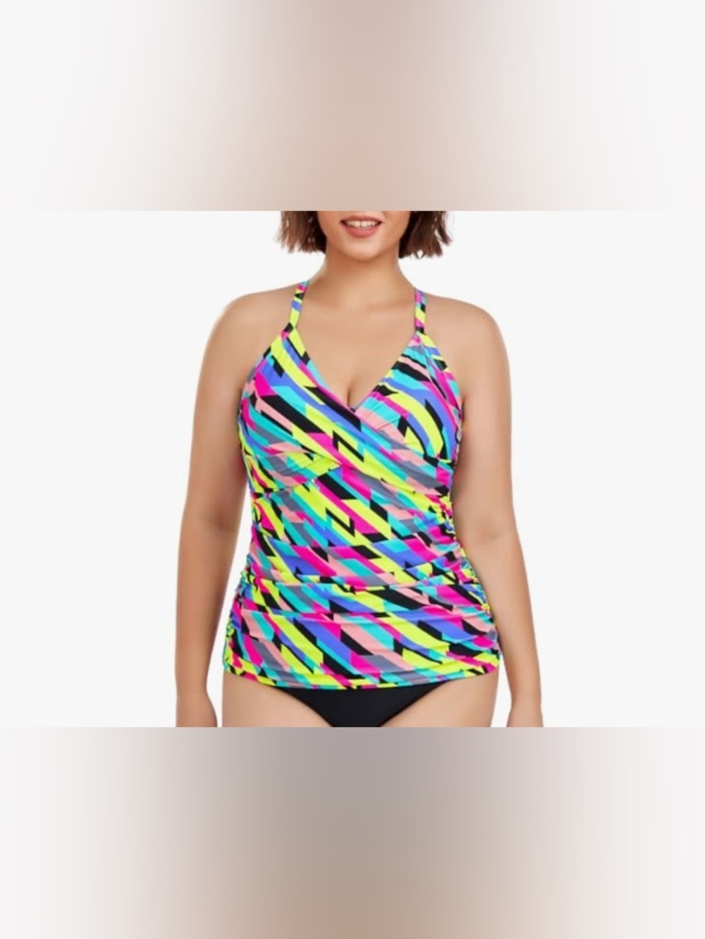 NWT-Med
Relleciga
Tankini Top V Neck Ruched Tummy Control Bathing Suit Top ONLY